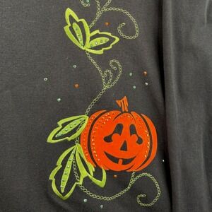 SML Sport Halloween Pumpkin Rhinestone Zip Up Hoodie Black Orange XXL
